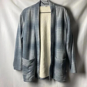 NWT FREE COUNTRY LUXE+FLEECE WO SIZE MEDIUM GRAY PLAID SOFT FLEECE FUR LINED